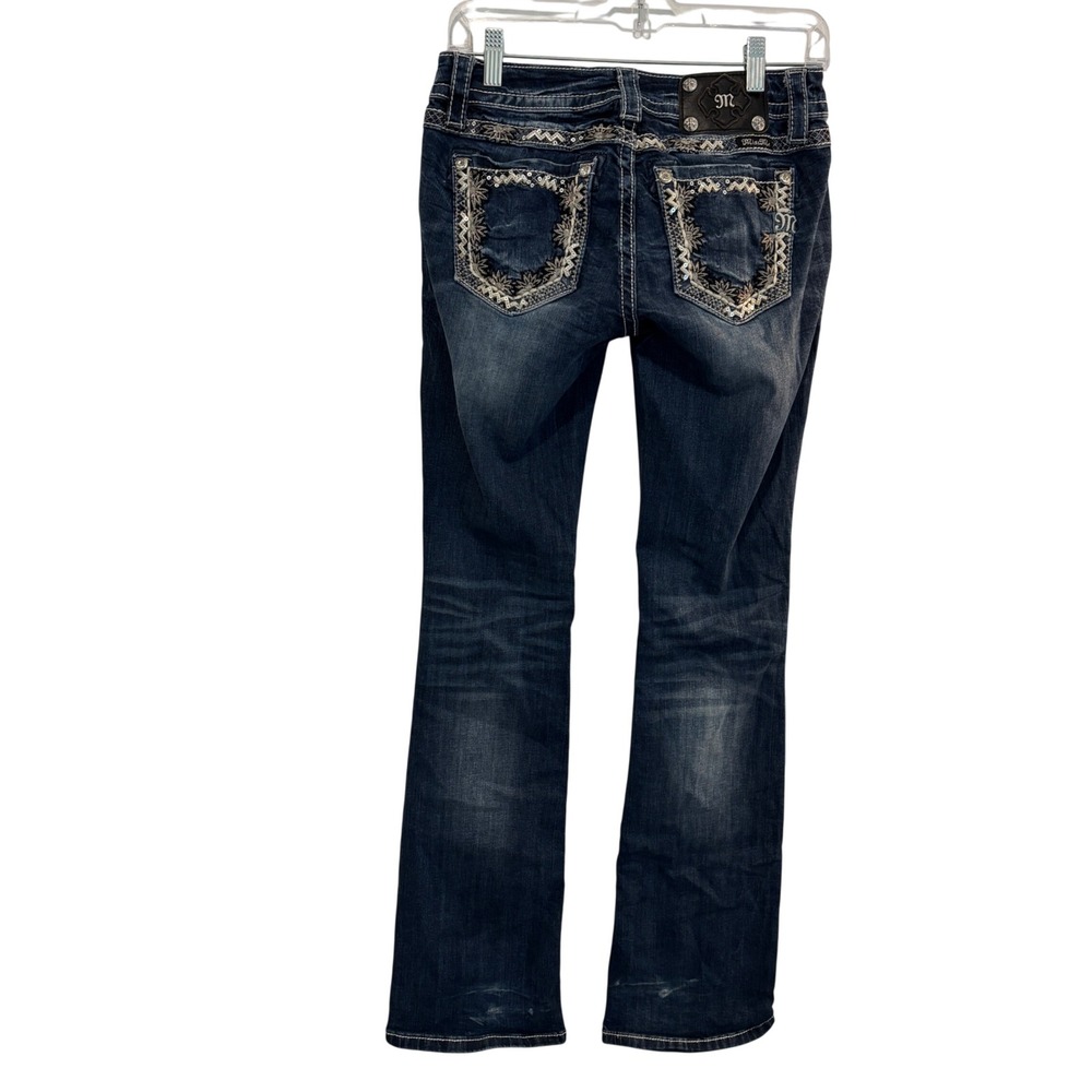 Miss Me Signature Bootcut Blue Jeans Women 27x34 Stretch Western Boho Distress - Picture 4 of 14